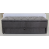 Puf Baú Gaveta Casal Em Veludo Liso 140x50x45cm Na Cor Cinza Escuro - Estrutura em MDF - 2