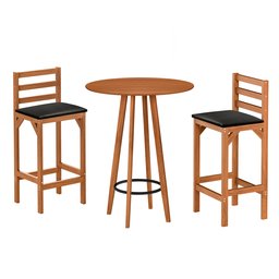 Conjunto Bistro e 2 Banquetas Paris Moderna Área de Jardim Premium Resistente Conforto Cor Nature - 6