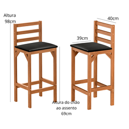 Conjunto Bistro e 2 Banquetas Paris Moderna Área de Jardim Premium Resistente Conforto Cor Nature - 7
