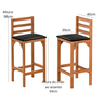 Conjunto Bistro e 2 Banquetas Paris Moderna Área de Jardim Premium Resistente Conforto Cor Nature - 7