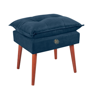 Puff Banqueta para Descanso Penteadeira em Suede Azul Marinho