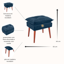 Ver imagem 3 de Puff Banqueta para Descanso Penteadeira em Suede Azul Marinho