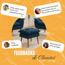 Ver imagem 5 de Puff Banqueta para Descanso Penteadeira em Suede Azul Marinho