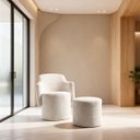 Ver imagem 5 de Poltrona Organica com Puff Confortável Estofada Redonda Moderna Elegante Decorativa Sala Estar