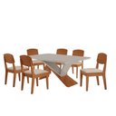 Ver imagem 1 de Mesa de Jantar Yasmin 180cm Tampo Mdf Vidro Canto Copo com 6 Cadeiras Copper