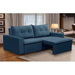 Sofá Retrátil 2 Lugares 1,80m Luna Suede Azul Adonai Estofados - 1
