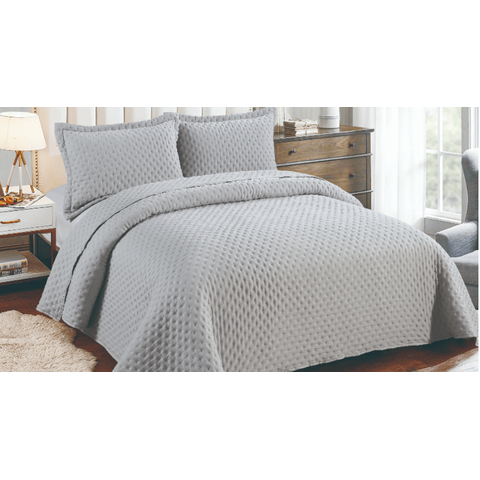 Kit Colcha Plumê Queen Prata