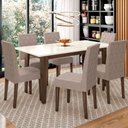 Ver imagem 1 de Conjunto Sala de Jantar Mesa com Tampo Chanfrado Liz 6 Cadeiras Estofadas Jade Poliman