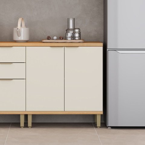Balcão para Cozinha 2 Portas MDF 80CMX89CM Bless Branco/Jequitibá/Off White Fosco