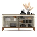 Ver imagem 6 de Buffet Aparador Balcão com Puxador em Couro para Sala Jantar Estar 4 Portas Sonetto - Offwhite/Freij