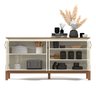 Buffet Aparador Balcão com Puxador em Couro para Sala Jantar Estar 4 Portas Sonetto - Offwhite/Freij - 6