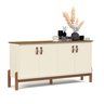 Buffet Aparador Balcão com Puxador em Couro para Sala Jantar Estar 4 Portas Sonetto - Offwhite/Freij - 7