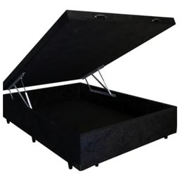 Cama Box Baú Casal Padrão com 48cm de Altura - Super Reforçado - Suede Preto - 1