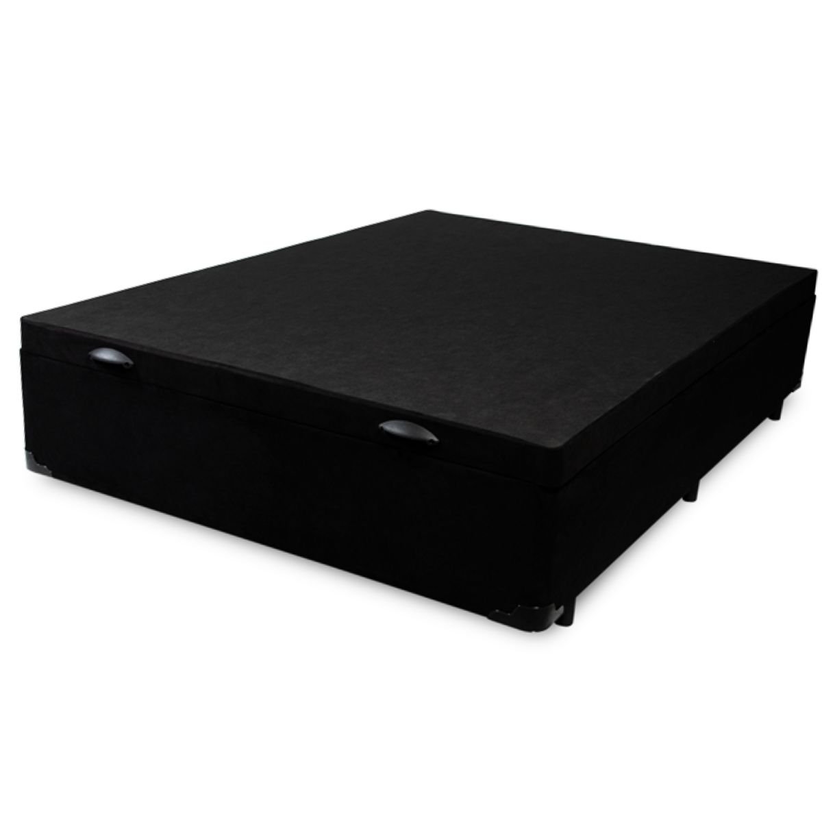 Cama Box Baú Casal Padrão com 48cm de Altura - Super Reforçado - Suede Preto - 2