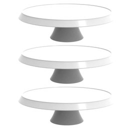 3 Boleiras Brancas para Confeitarias Hotéis Porta Tortas 28cm Plástico com Pedestal - 1
