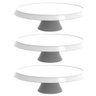 3 Boleiras Brancas para Confeitarias Hotéis Porta Tortas 28cm Plástico com Pedestal - 1