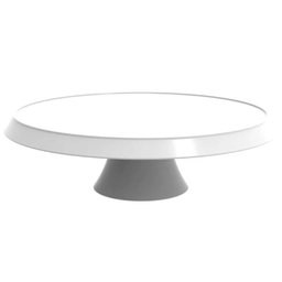 3 Boleiras Brancas para Confeitarias Hotéis Porta Tortas 28cm Plástico com Pedestal - 2