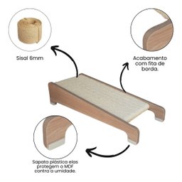 Arranhador Gato Piso Inclinado Corda Sisal em Mdf Amadeirado - 4