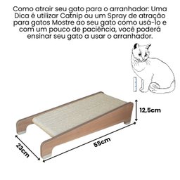 Arranhador Gato Piso Inclinado Corda Sisal em Mdf Amadeirado - 2