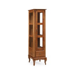 Cristaleira Madeira Maciça 1 Porta Laterais em Vidro 2 Prateleiras 60111 Linz Móveis - Imbuia Glazer - 1