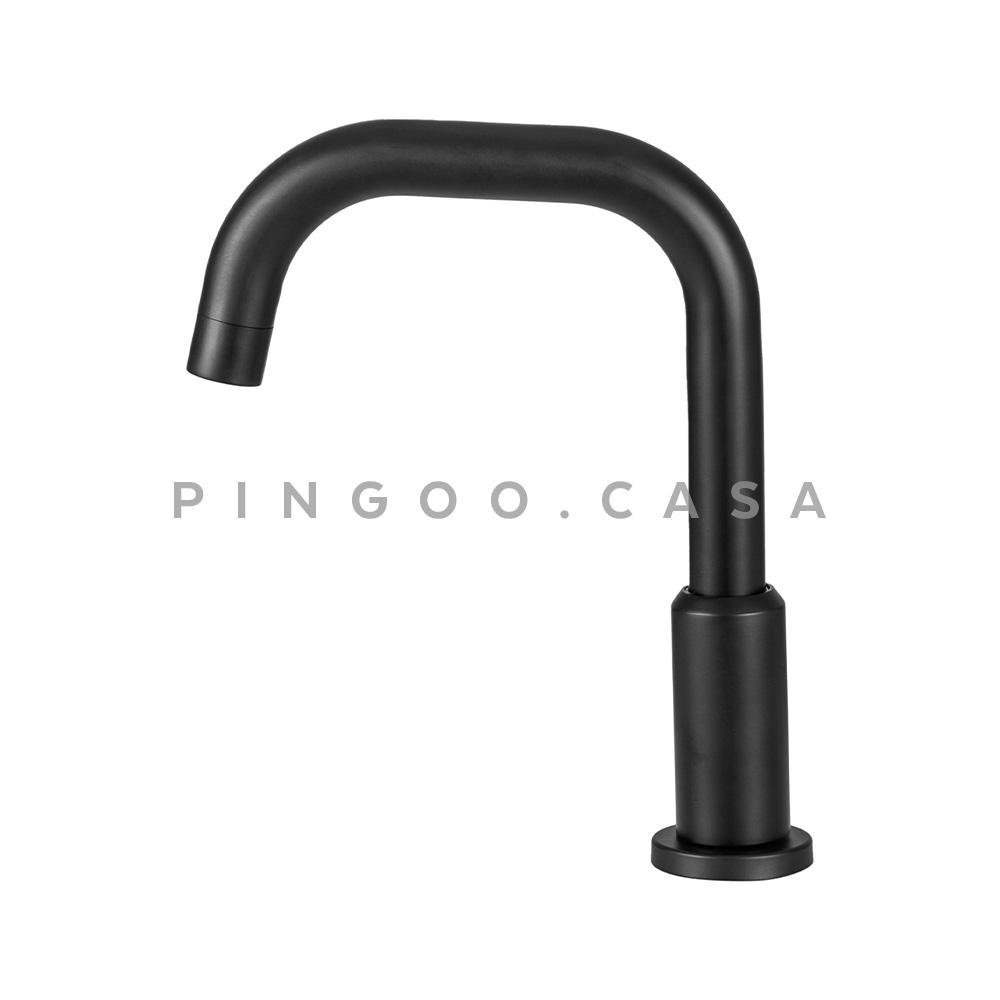 Torneira Para Banheiro Inox Misturador Duplo Comando Tef Pingoo Casa Preto Madeiramadeira