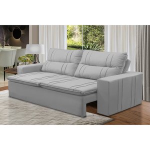 Sofá Retrátil e Reclinável 2 lugares com Molas 1,50m Eloa Suede Cinza Madelina