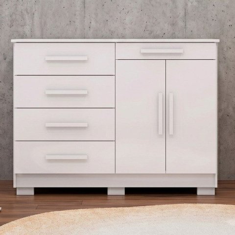 Cômoda Sapateira 5 Gavetas 2 Portas Cannes Branco