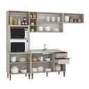 Ver imagem 2 de Cozinha Modulada Completa New 270 Cm Balcão Pia Bancada Ilha Nicho Forno/micro Mdp Legno - Clicklar