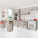 Ver imagem 1 de Cozinha Modulada Completa New 270 Cm Balcão Pia Bancada Ilha Nicho Forno/micro Mdp Legno - Clicklar
