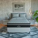 Ver imagem 2 de Cama Box Casal Branco + Colchão Paris Molas Ensacadas Preto Couro Branco/preto