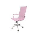 Ver imagem 1 de Cadeira Presidente Esteirinha Rosa em Couro Sintético - Base Giratória Cromada