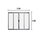 Ver imagem 2 de Janela de Correr 4 Folhas S/ Grade Aluminio Brilhante 1.00 X 1.50 Linha Modular - Hale