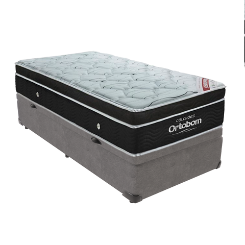 Colchão Elegant Solteiro Ortobom Base com Baú Cinza Casal com Molas Ensacadas