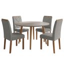 Ver imagem 1 de Mesa de Jantar Redonda Dani Mdf com 4 Cadeiras Estofadas Linho Off White Grafite Molci