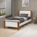 Ver imagem 1 de Cama de Solteiro para Quarto Mila com Pés de Madeira Estilo Retro Design Moderno com Colchão 188x88