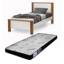 Ver imagem 2 de Cama de Solteiro para Quarto Mila com Pés de Madeira Estilo Retro Design Moderno com Colchão 188x88
