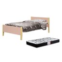 Ver imagem 1 de Cama Solteiro Simba Rosa Fosco com Pés Madeira Natural e Colchão D33 - Reller Móveis