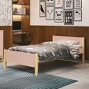 Ver imagem 2 de Cama Solteiro Simba Rosa Fosco com Pés Madeira Natural e Colchão D33 - Reller Móveis