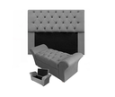Ver imagem 1 de Jogo Cabeceira Mirage e Calçadeira Baú Veneza Casal 140 cm Suede Cinza - LM DECOR