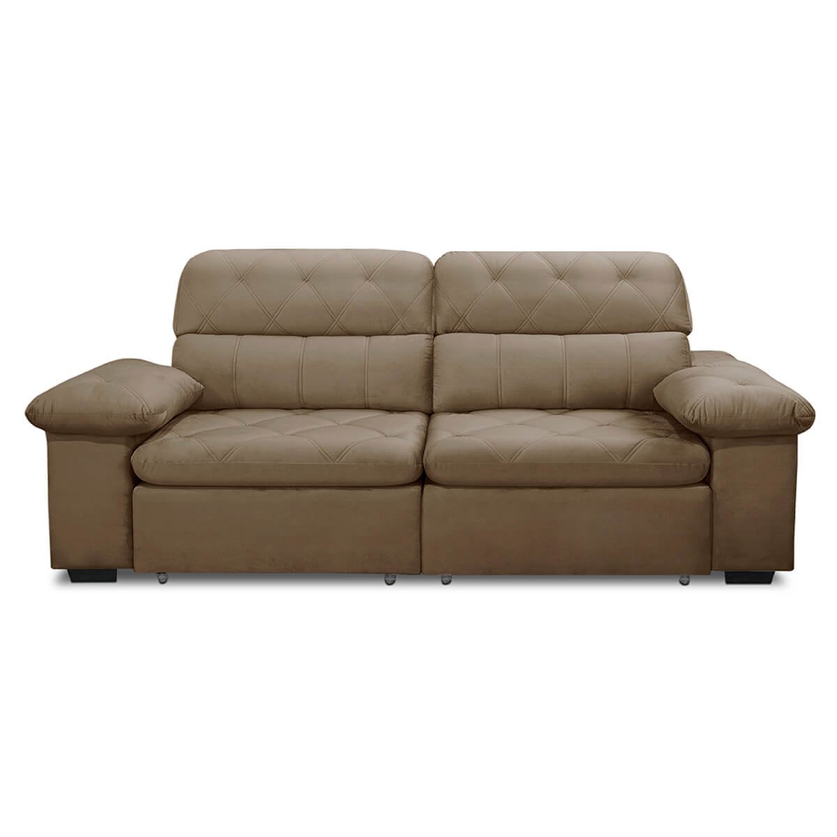 Sofa Retratil Reclinavel 2 Lugares 1,90m Crystal Veludo Capuccino Lansofbr Lansof Brasil - 3