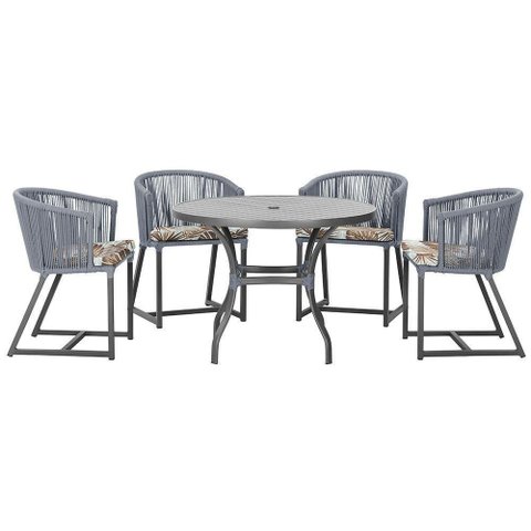 Mesa com 4 Cadeiras e Noronha Estofado 6 Trama Original Prata