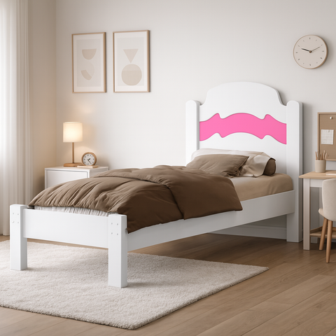Cama de Solteiro Iris Reforçada de Mdf para Quarto Estilo Moderno