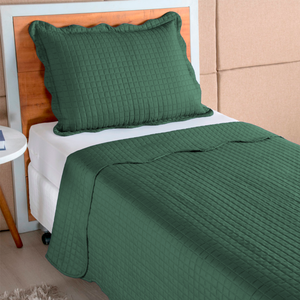 Cobre Leito Colcha Solteiro 2 Peças Dupla Face Micro Percal 150 Fios Matelado Mosaico Verde