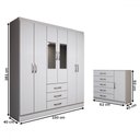 Ver imagem 4 de Guarda-roupa Casal Ariana 6 Portas 3 Gavetas e Espelho com Cômoda 1 Porta 5 Gavetas Branco - Panoram