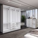 Ver imagem 6 de Guarda-roupa Casal Ariana 6 Portas 3 Gavetas e Espelho com Cômoda 1 Porta 5 Gavetas Branco - Panoram
