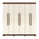 Ver imagem 3 de Guarda-Roupa Casal com 6 Portas 2 Gavetas Buriti Vermelho/Imbuia/Champanhe