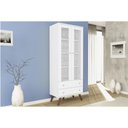 Ver imagem 1 de Estante de Livros Esm 217 C/ 2 Portas C/ Vidro e 2 Gavetas 70cm Branco - Movelbento
