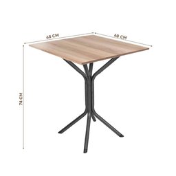 Mesa de Jantar Quadrada Aço 4 Lugares 68cm Preto Carvalho - 5