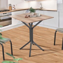 Mesa de Jantar Quadrada Aço 4 Lugares 68cm Preto Carvalho - 2