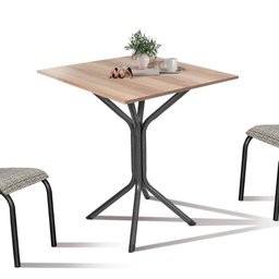 Mesa de Jantar Quadrada Aço 4 Lugares 68cm Preto Carvalho - 1